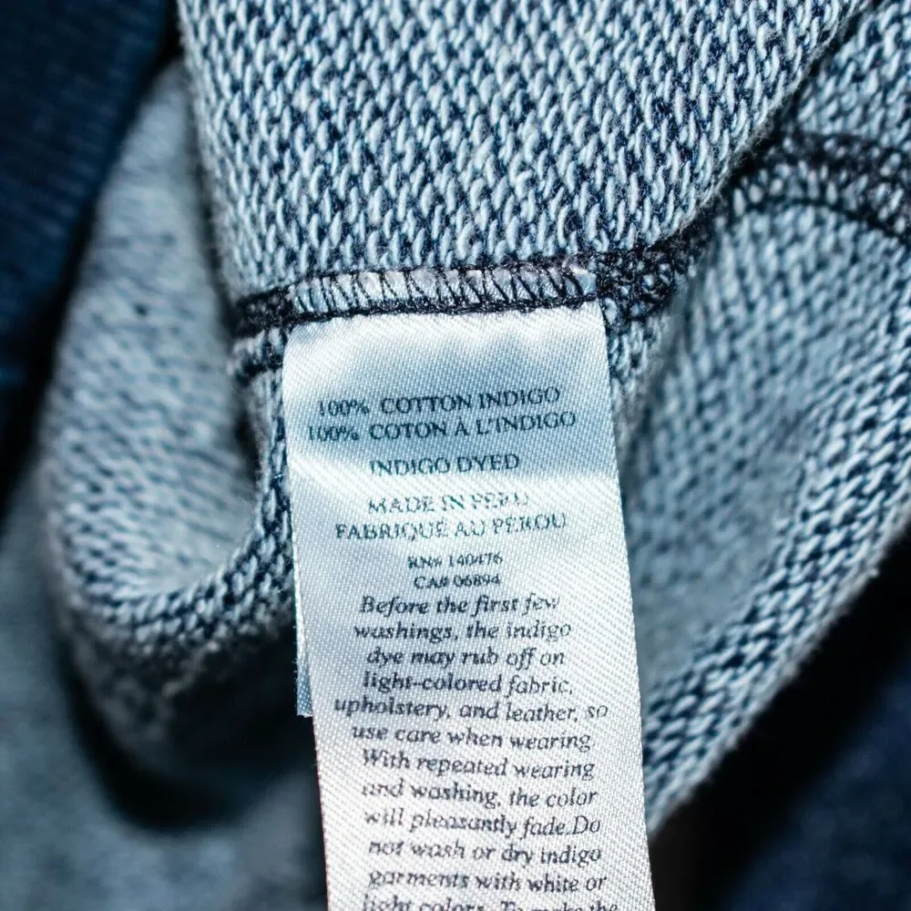 FAHERTY Men's LOGO Crew Sweatshirt in Indigo Dyed Blue Cotton size Small